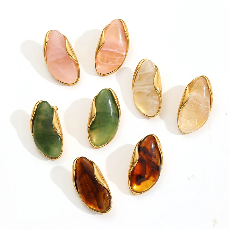

5pair/lot Earrings Pendant DIY Resin Stainless Steel Irregular Jewelry Accessories
