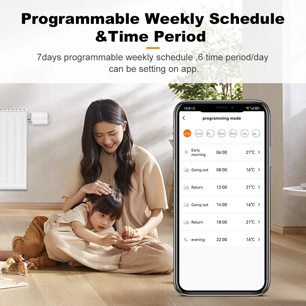 Tuya Zigbee 3.0 Thermostat Smart TRV Radiator Actuator Valve Thermal Head Programmable Temperature Controller Alexa Google Home