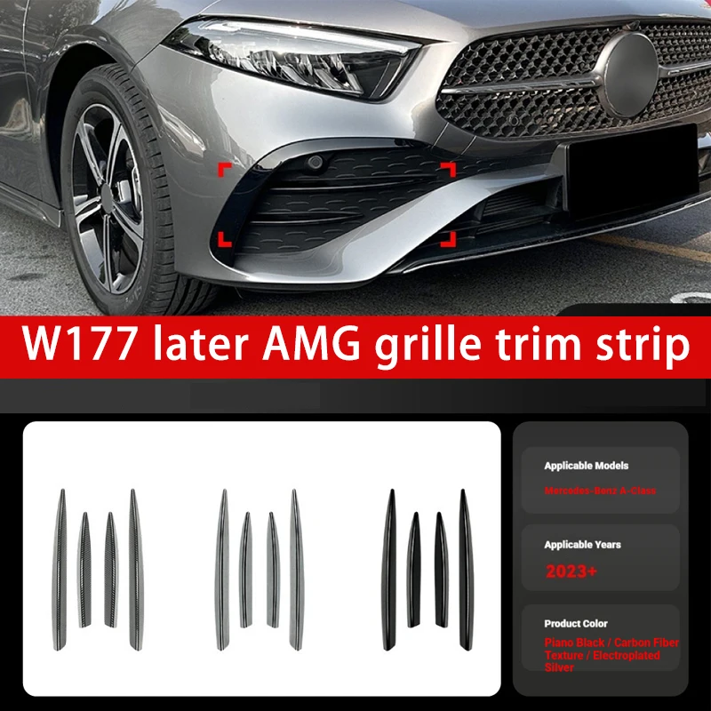 Applicable to 2023 Mercedes-Benz AClass W177 A200 A35 AMG Front Wind Knife Grille Trim Car Sticker Cross-border Modification
