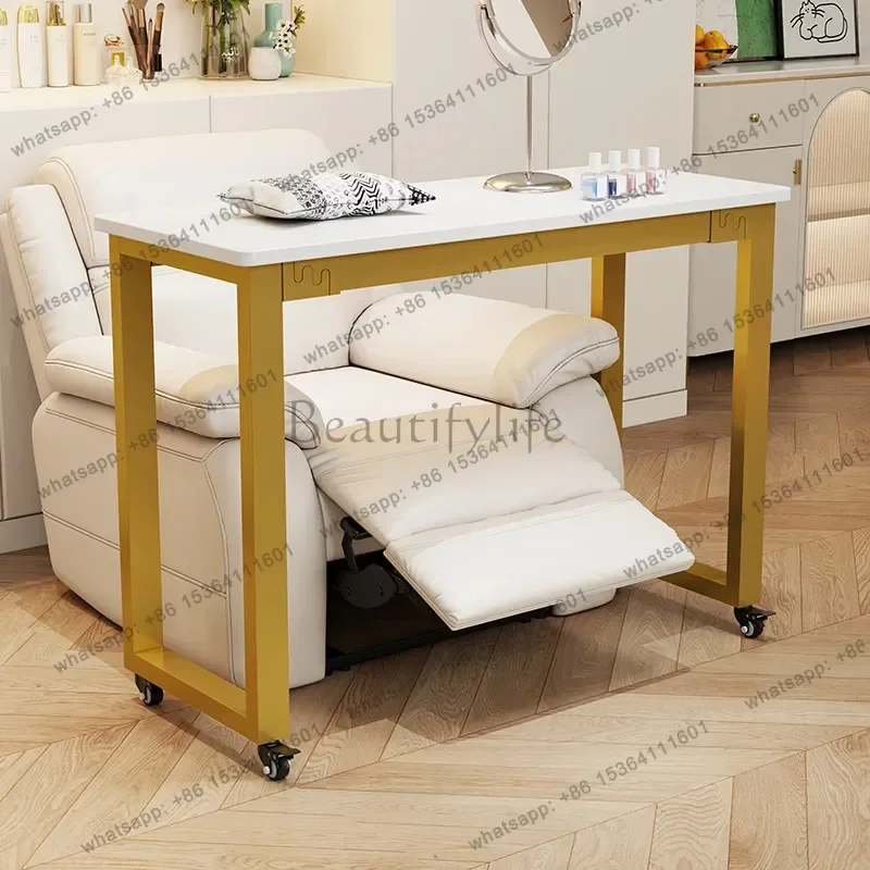 FG Mobile Nail Table Single-layer With Wheels Modern And Minimalist Nail Table Portable Mesa De Manicurista Salon Furniture