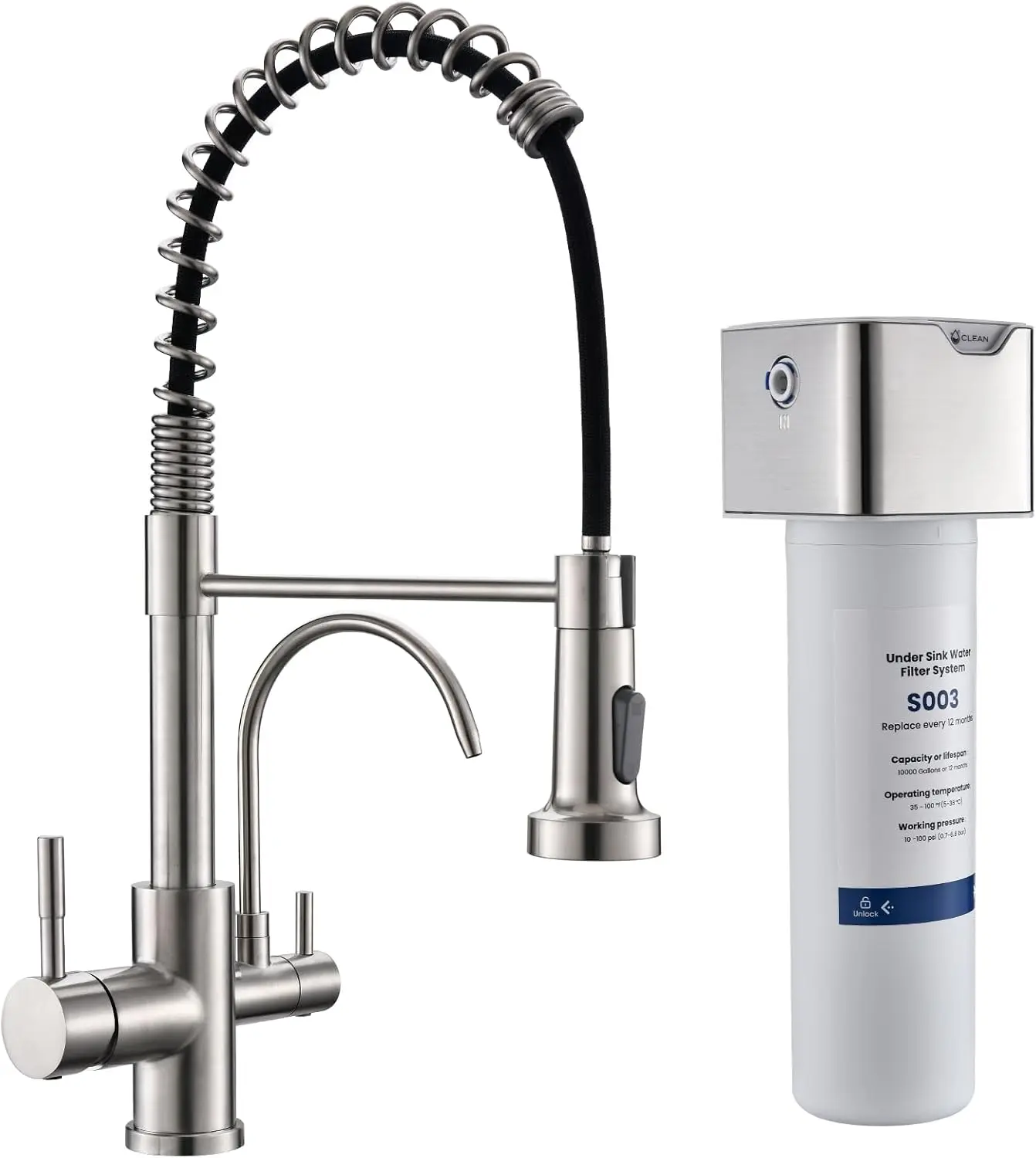 3-in-1 Kitchen Faucet with Pull-Down Sprayer