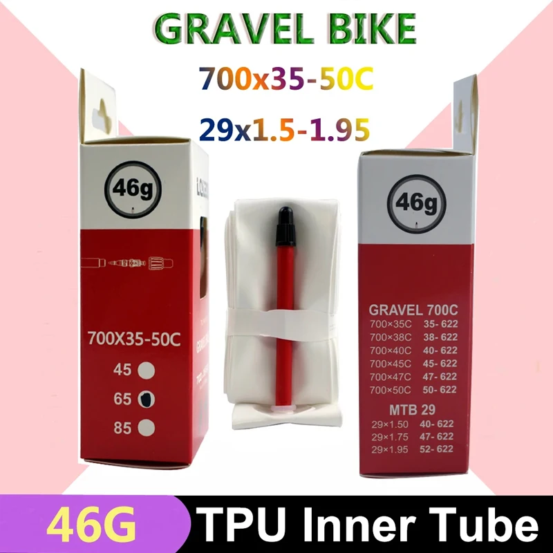 LQLEQI Ultralight Bike Inner Tube 700C Bike TPU Tube 700x18/23/25/28/30/32/35/38/40/45/47/50C Camera 45/65mm Length French Valve