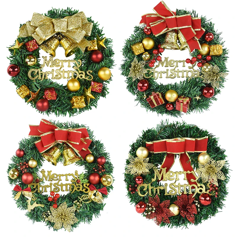 

Christmas Wreath for Front Door Christmas Door Garland Red Gold Ball Gift Ornament Xmas Window Indoor Outdoor Decoration Navidad