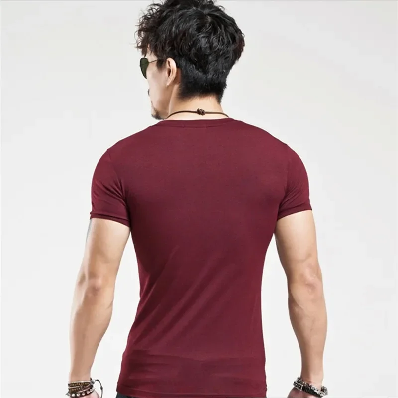 Men Pure Color O-Neck T-Shirt Render Unlined Upper Garment T Shirt For Male With Short Sleeves Tight Mens Clothes