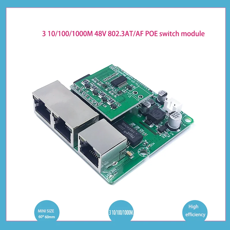 

3-port Gigabit POEswitch module is widely used in LED line 3 port 10/100/1000m POEport mini switch module PCBA