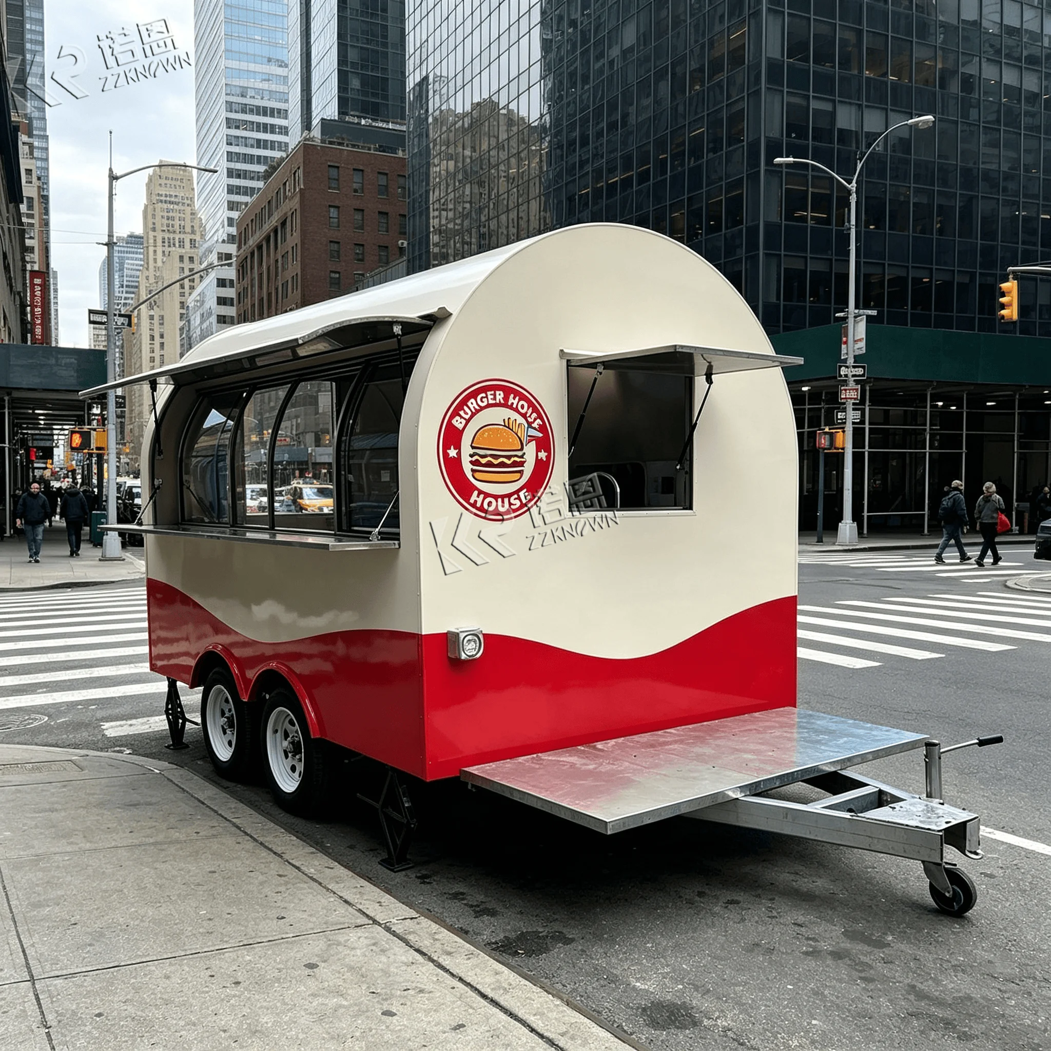 2.3m OEM Custom Curved Mobile Food Trailer for Weekend Night Market Small‑Scale Snack Business