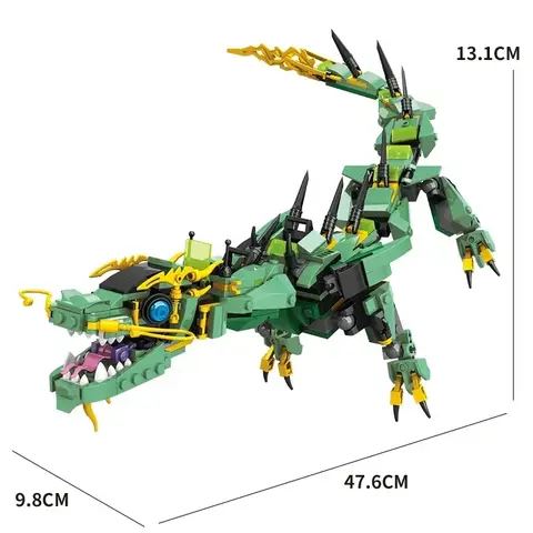 Classic Movie Thunder Blue Dragon And Flying Mech Green Dragon Building Blocks Educational Toys Birthday Gifts