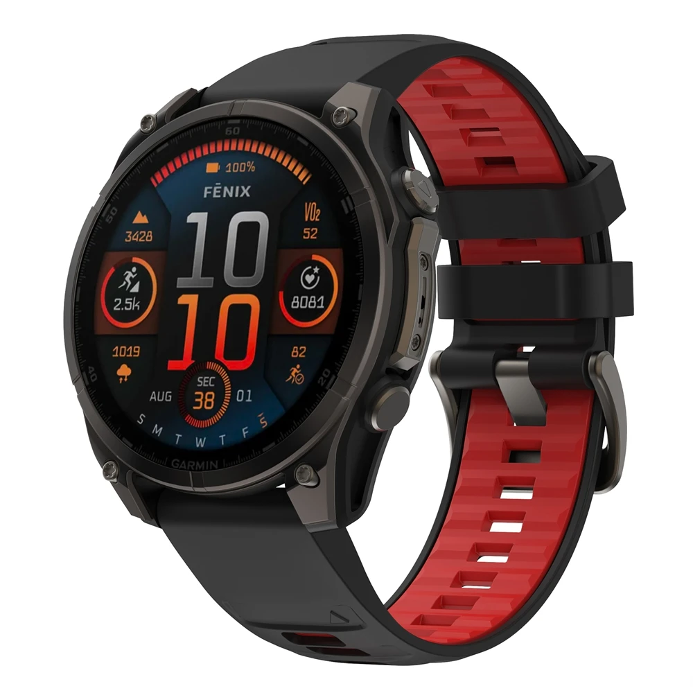 Cinturino sportivo in silicone bicolore 22/26mm per Garmin Fenix 8 7X 7 Pro/Quatix 8 47mm 51mm 7/Instinct 3 2X/Forerunner 970 965/Tactix 8