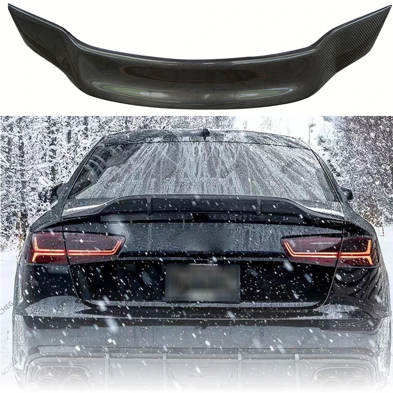 ل 2012 -2018 أودي A6 S6 C7 ألياف الكربون الخلفي سبويلر الجذع الجناح GT R نمط جودة عالية مادة ألياف الكربون الحقيقية المفسد #5