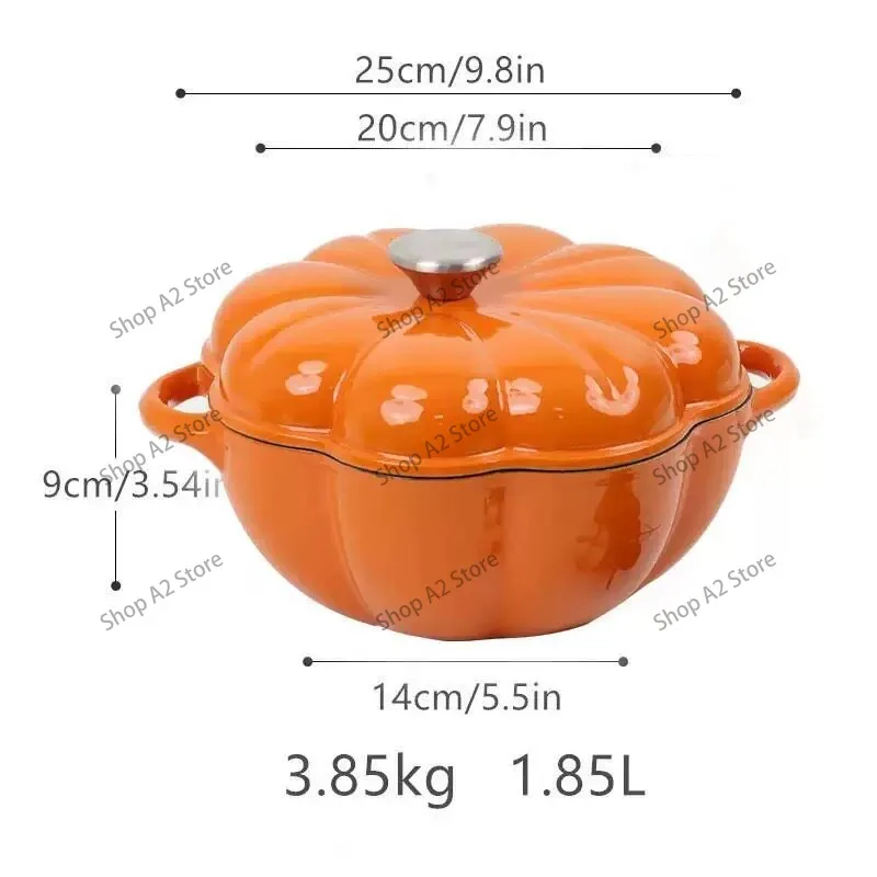 3.7L Enameled Cast Iron Pumpkin Pot Non Stick Casserole