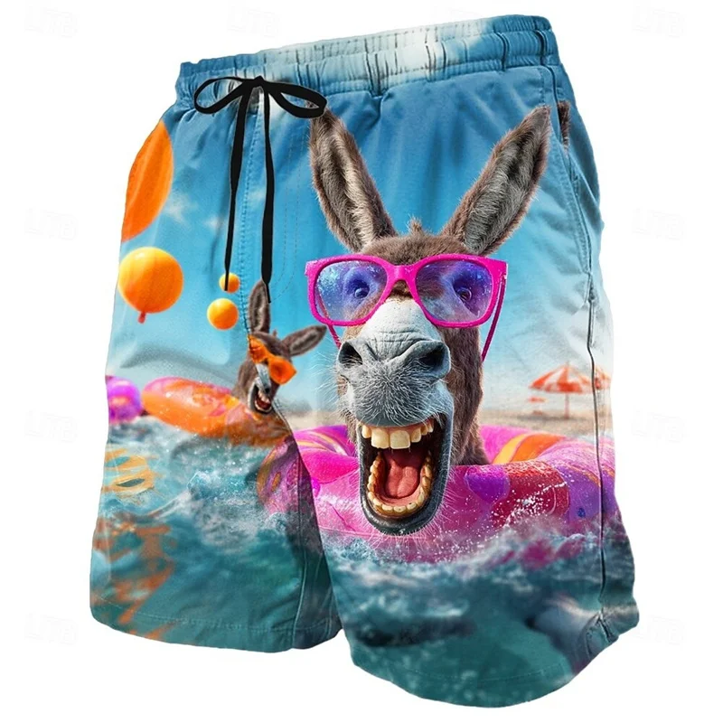 

Мужские шорты Screaming Donkey Personality Board Shorts для летней одежды, повседневные быстросохнущие шорты для пляжа, забавные шорты с 3D-принтом
