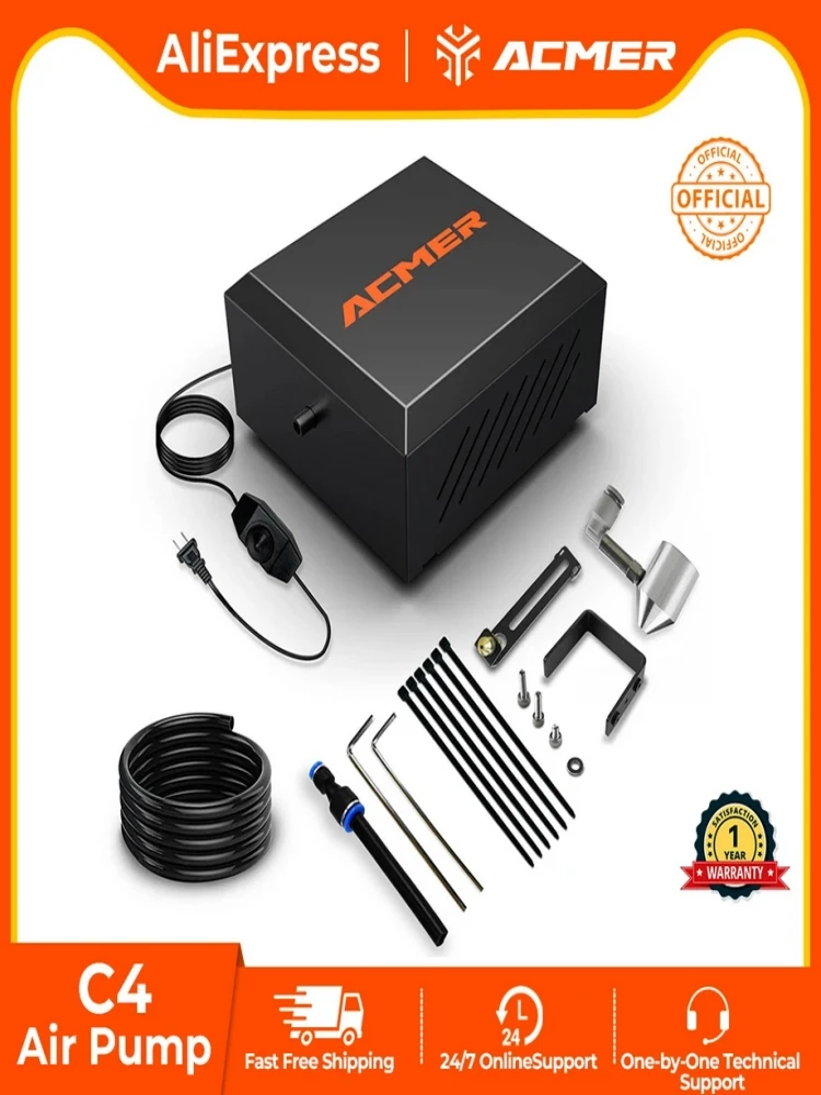 ACMER C4 Luftpumpenkompressor 30L/min Luftunterstützungspumpe Einstellbare Luftstrompumpe für CNC-Lasergravur- und Schneidemaschinen-Set