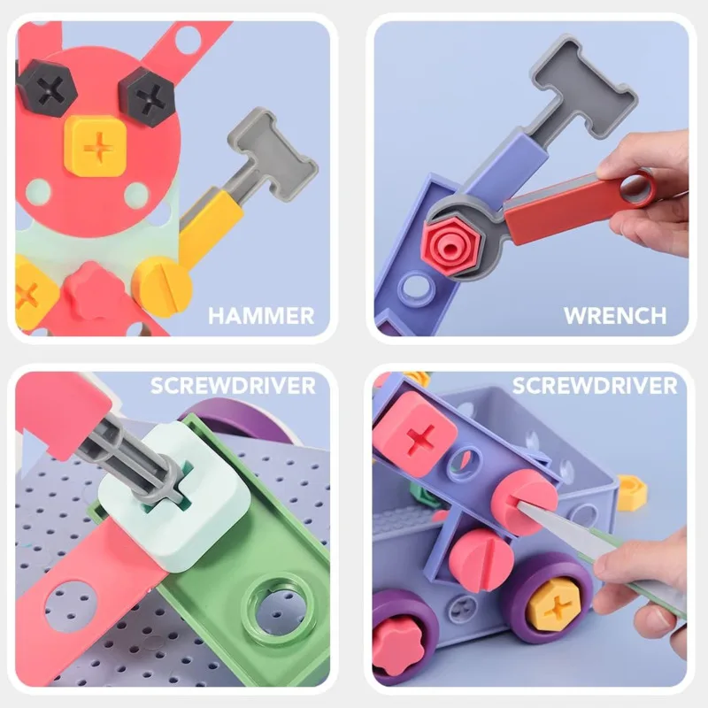 New Children's Educational DIY STEM Building Toy Kids Screw Nut Combination Disassembly Assembly Disassembly Building Block Toys