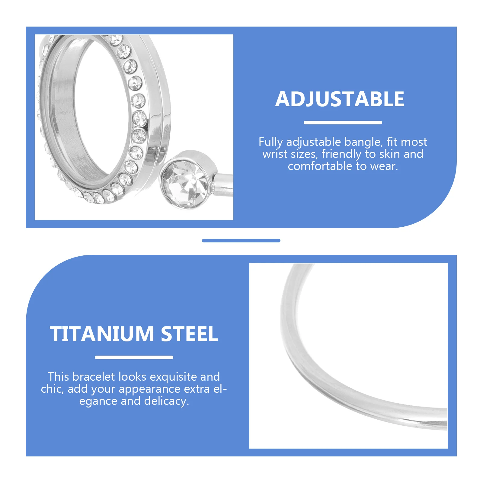 

Photo Bracelet For Women Adjustable Rhinestones Picture Bangle Crystal Memory Jewelry Gift Open Cuff Accessory