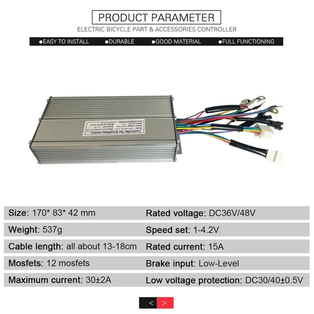 36V/48V KT-30A E-bike Sinewave Controller With Lightline For 1000W Brushless Motor KT Series Display Electric Bicycle Part