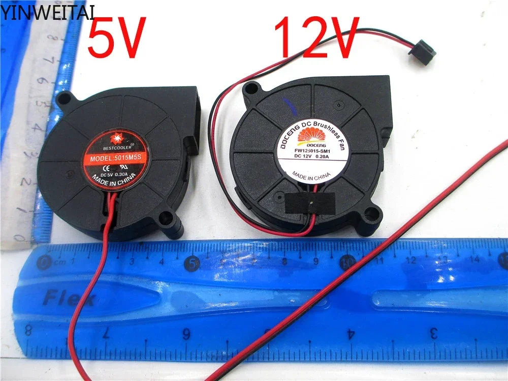 

3pcs fan for 5cm 50x50x15mm A8 A6 5015 Air blower 5V 12V Ultra-quiet Oil Bearing about 7500 RPM Turbo Small Fan For 3D Printer