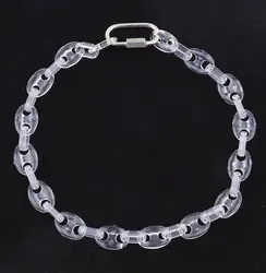 Fashion Transparent Acrylic Coffee Bean Chain Necklace for Men Women Punk Iridescent Color Pig Nose Necklaces Jewelry