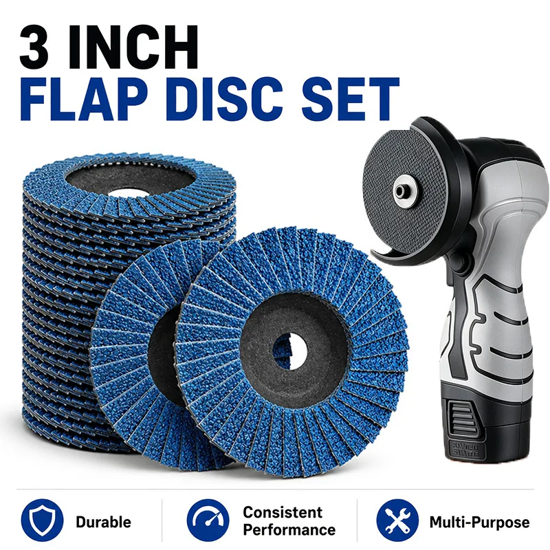 10PCS 60‑grit 3in/75mm flap discs for mini angle grinder, for grinding and rust removal of metal and stainless steel