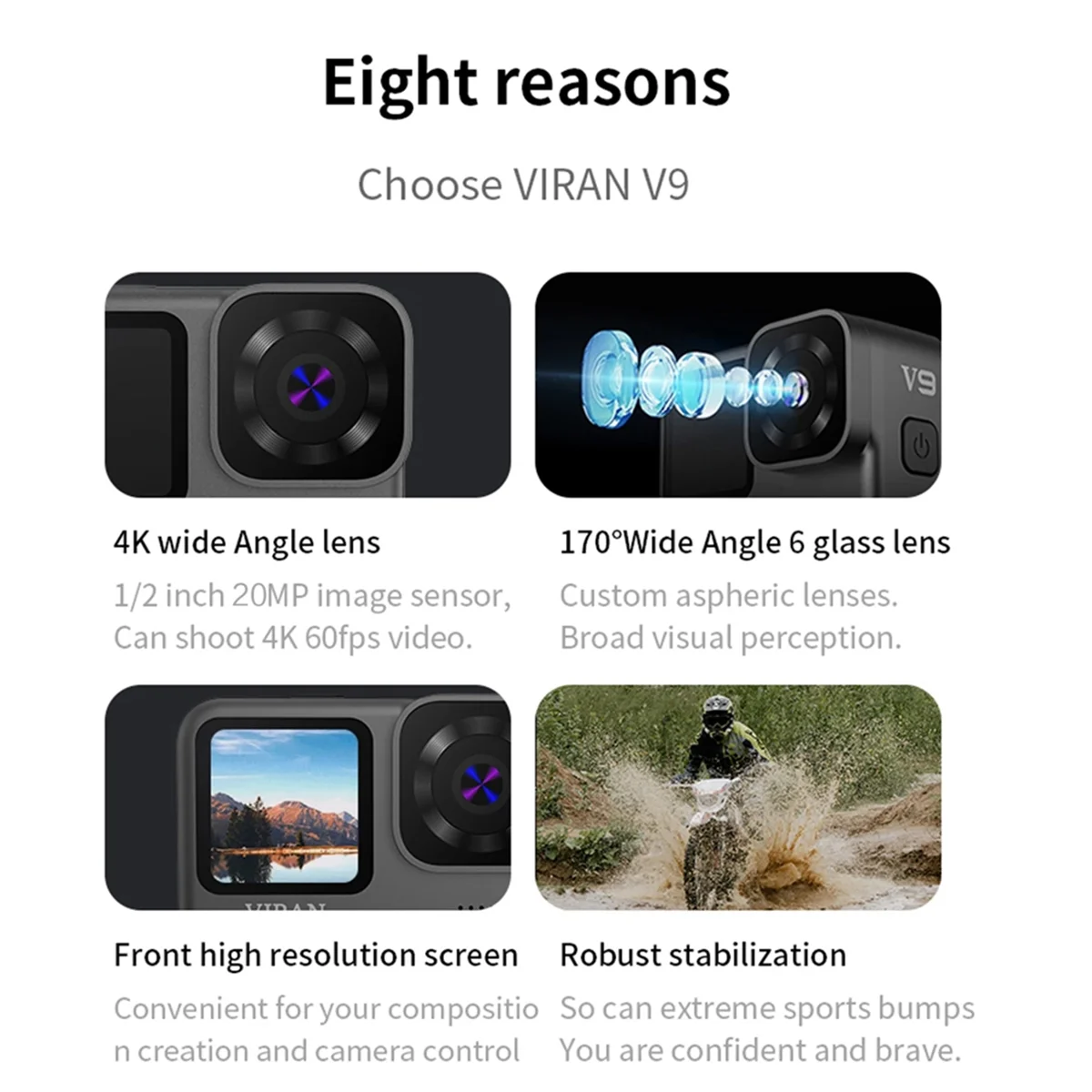 BVBV Sport Camera 4k60fps Wifi Anti-Shake Action Camera with Remote Control Screen Waterproof Sport Drive Recorder Camera