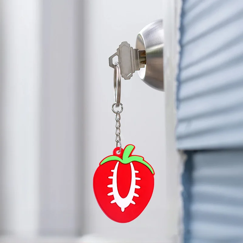 Wholesale Mixed 6 Styles Strawberry Pendant Soft PVC Fruit Bag Charm Kawaii Sweet Berry Hanging Ornament