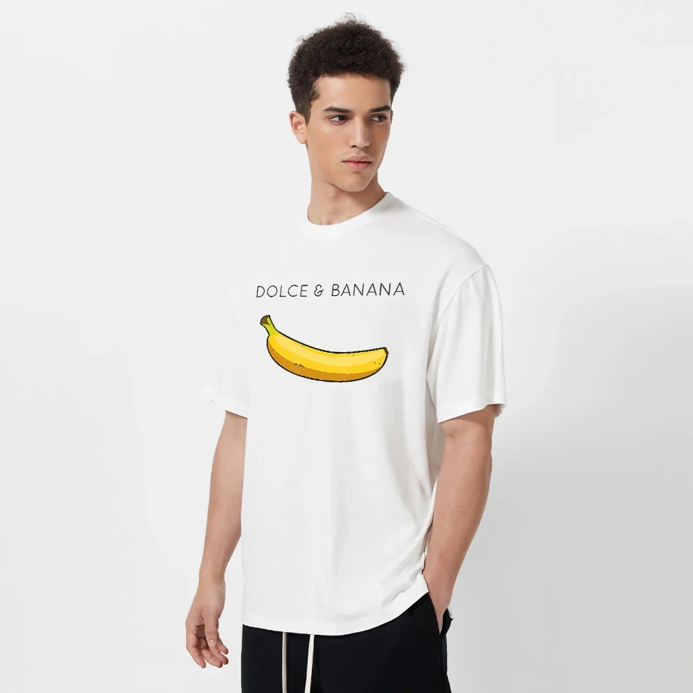 Oversized Comfortable TShirt Men's Short Sleeve Tees Shirts Dolce & Banana Print Mens T-shirts Crewneck Breathable Tops