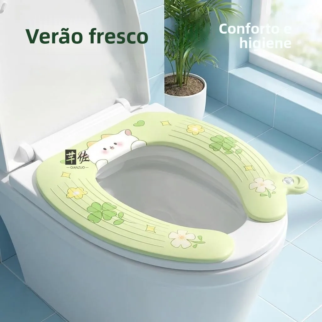 薄型粘着式便座クッション-夏用新型-家庭用トイレマット-ハンドル付き-香り付き便座カバー-簡単お手入れ