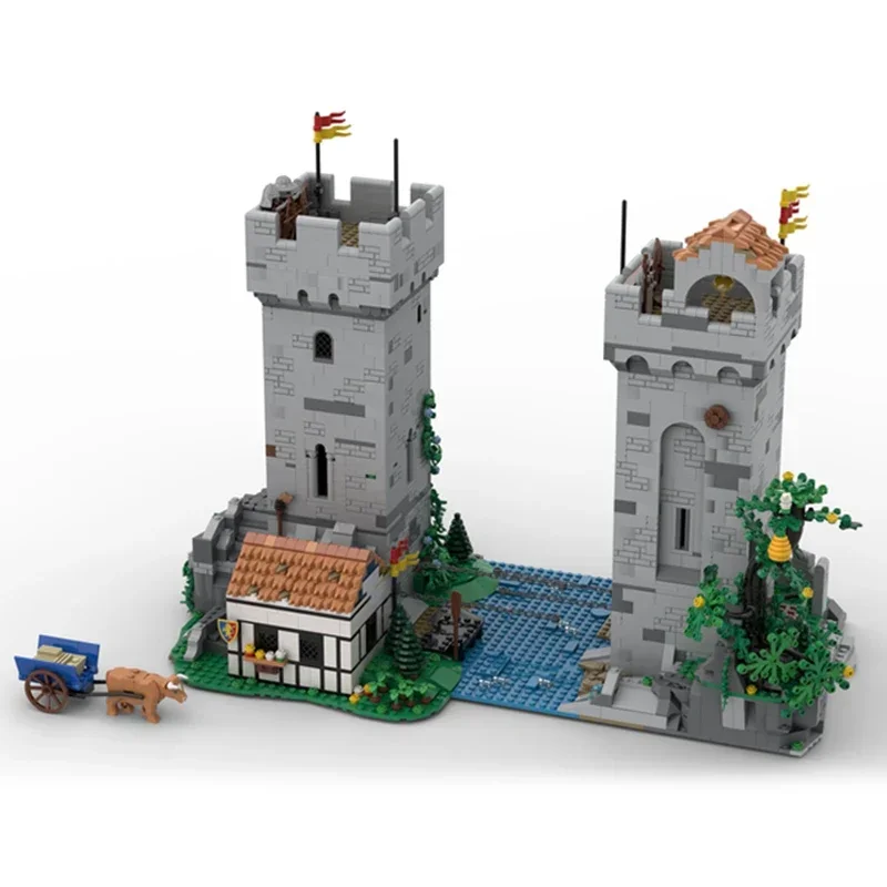 Décennie s de construction MOC pour enfants, modèle de vue sur la rue, briques techniques de château de chevalier, assemblage de bricolage, jouets de construction, cadeaux de vacances