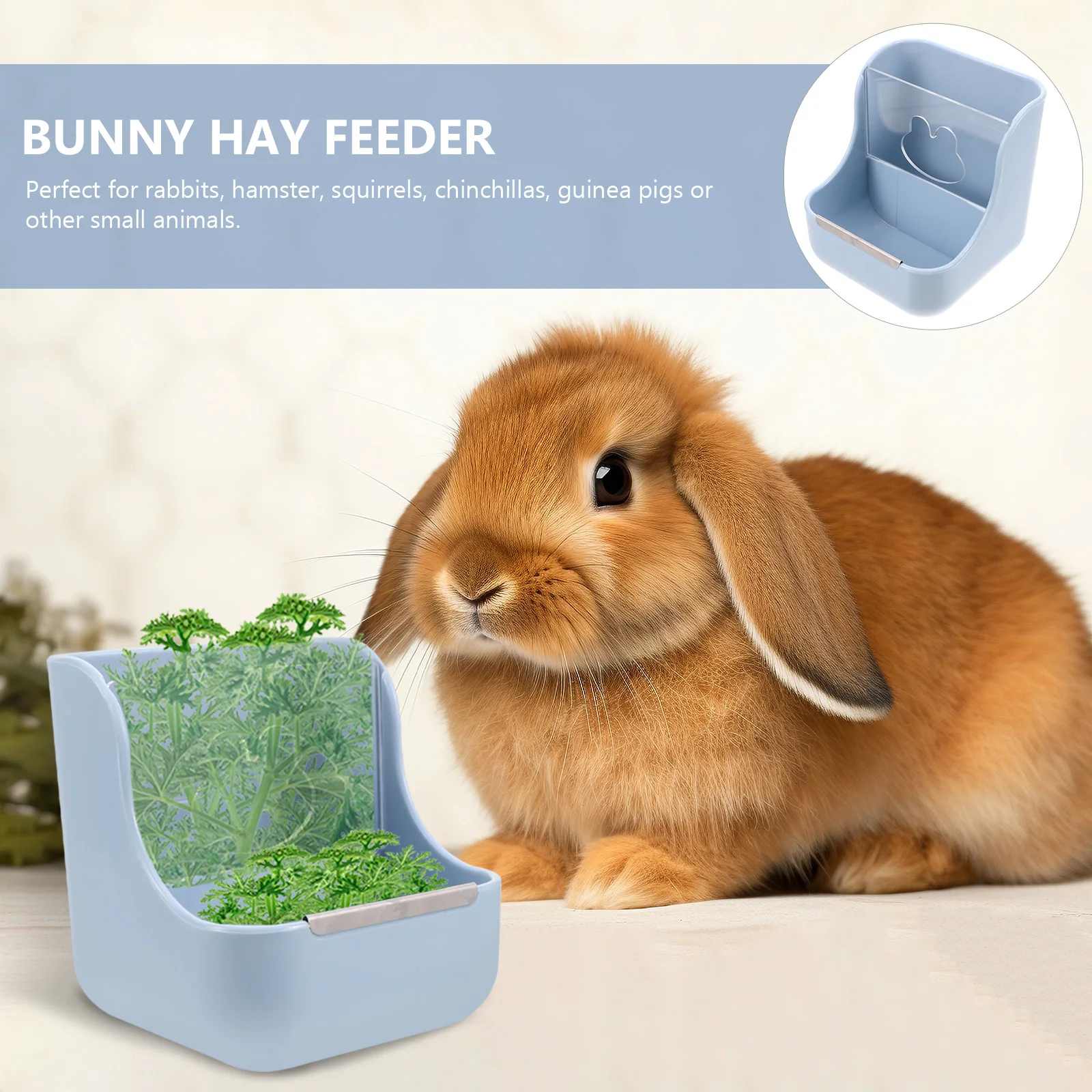 

Rabbit Food Bowl Guinea Pig Food Bowl 2-in-1 Plastic Feeder Rack Pet Cage Holder Slow Feeding Dispenser Small Animal Feeder