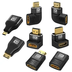 8K HDMI 2.1 Adapter 90 270 Degree Right Angle Male To Female Converter HDMI Cable Extension Connector for TV Laptop PC Monitor