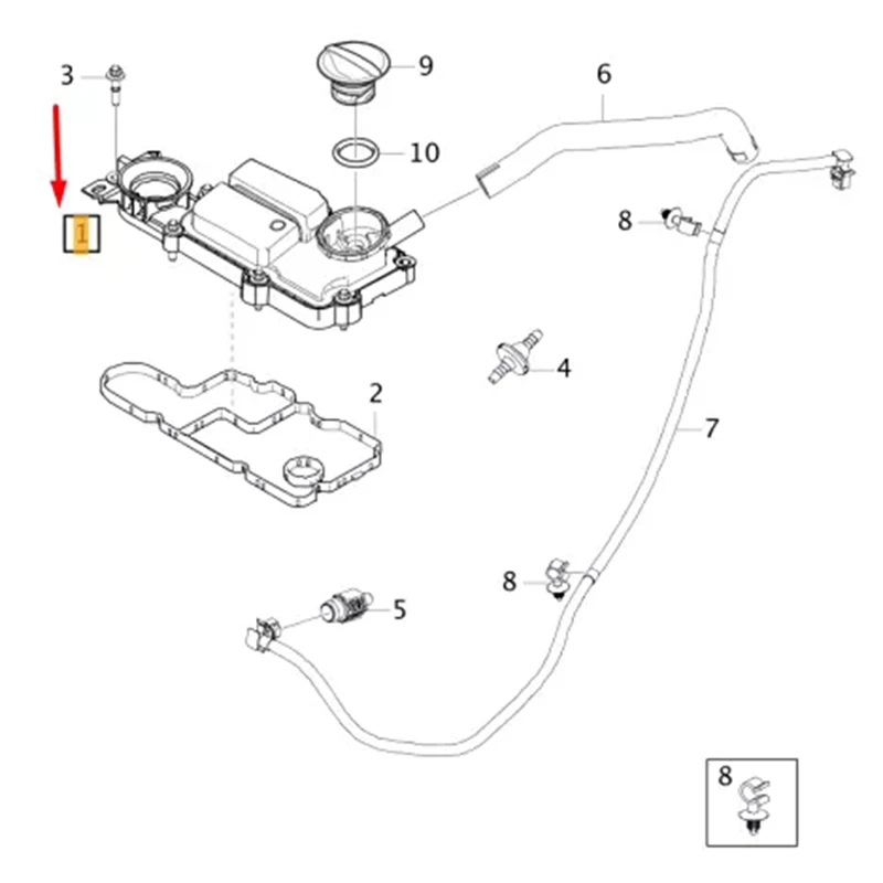 Engine Valve Cover Crankcase Vent Oil Cooler Trap 31480754 For Volvo 2.0 Petrol XC40/EX40/EC40 S90 V90 VA2248164