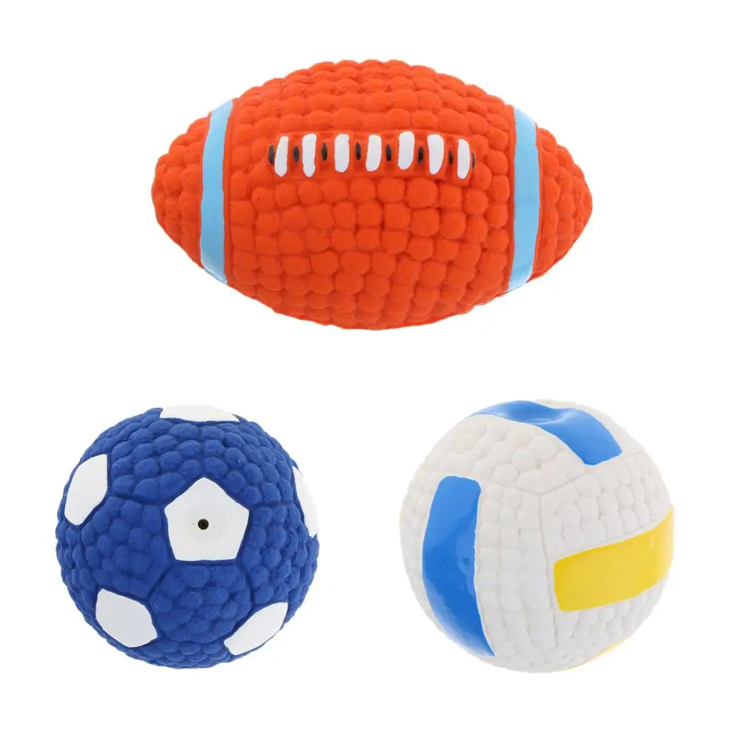 Squeaky Rugby/Football/Volleyball Balls Toys for Dogs Pets Playing - Volleyball