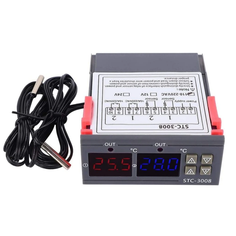 STC-3008 KT99 Dual Digital Temperature Controller Two Relay Output 12V 24V 220V Thermoregulator Thermostat With Heater Cooler