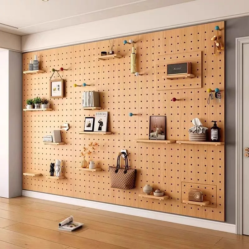 Solid wood hole board entrance entrance wall rack baffle hanging board storage rack wall decoration