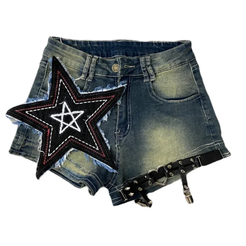 Vintage Punk Y2k Jeans Shorts Summer High Waist Denim Shorts Hipster Streetwear Girls Baggy Short Hot Pants Women Clothing