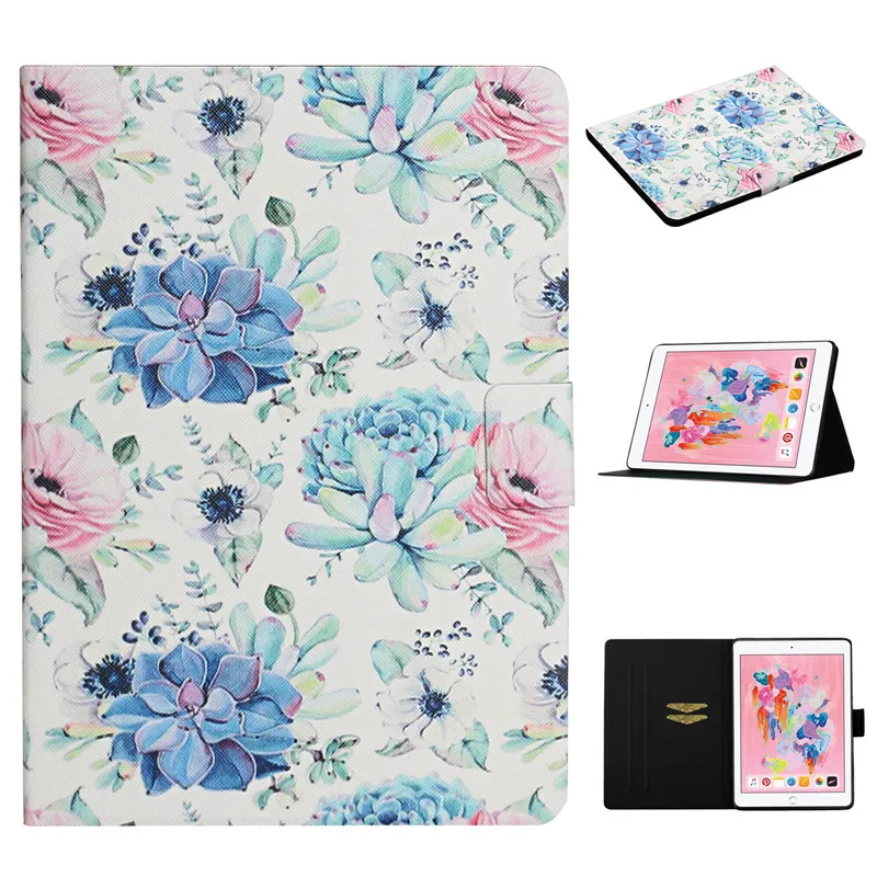 For iPad 7th 8th Generation Case 10.2 Inch Flower Painted Stand Tablet Funda For iPad 10.2 Case 2019 2020 Women Girls