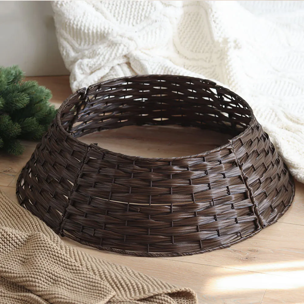 

Chic Christmas Tree Skirt Plastic Collar Bright Delicate Color Enhance Festive Mall Decor Under Tree Skirt