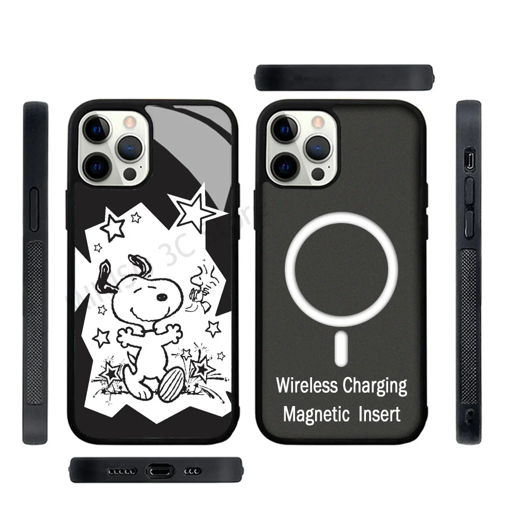 

Phone Case Strong Magnetic For IPhone 15 14 13 Pro Max 11 12 Mini S-Snoopys Cute Cartoon For Magsafe