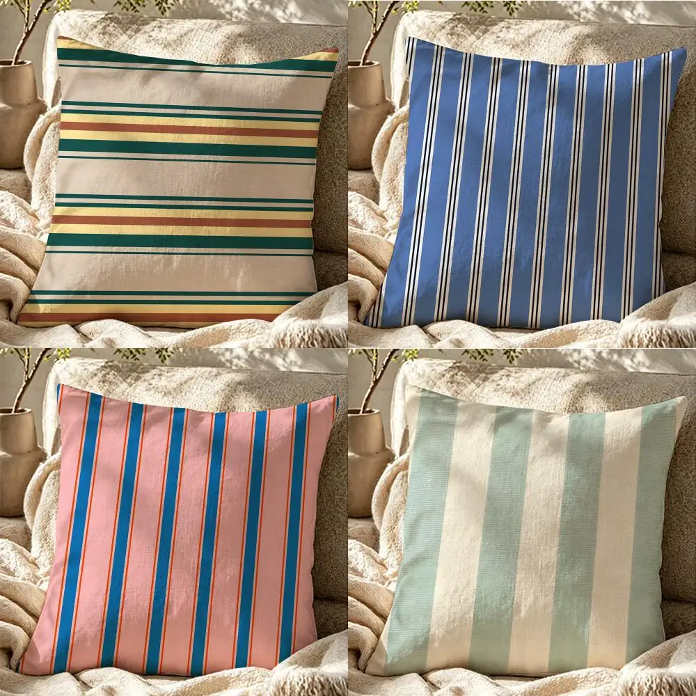 S-Stripes Cushion Cover Cushion cover pillowcase, anti-mite invisible zipper, linen sofa cushion