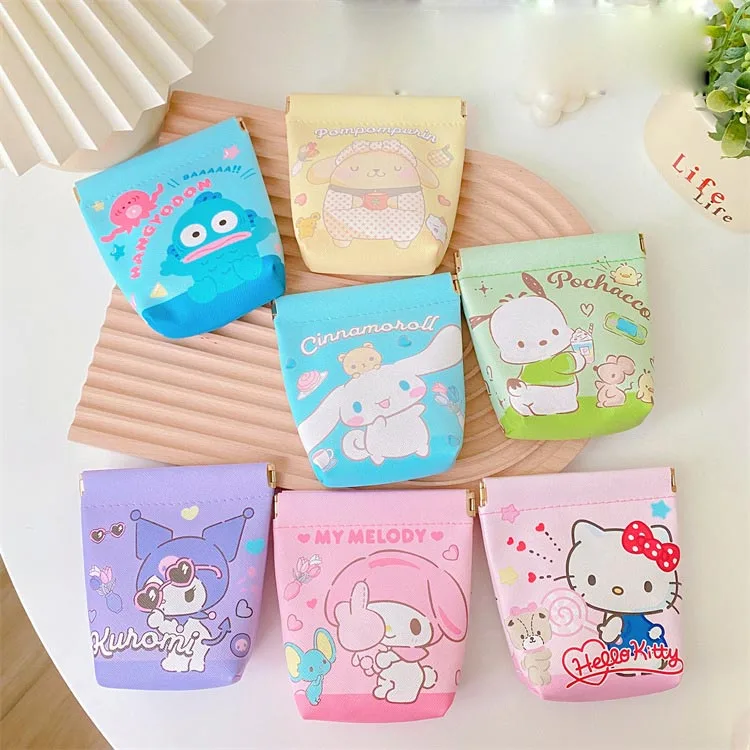 8pcs/lot Sanrio Creative Melody Kuromi Pochacco Pencil Case Cute Pencil Box Coin Purse Stationery Pen Bag School Supplies