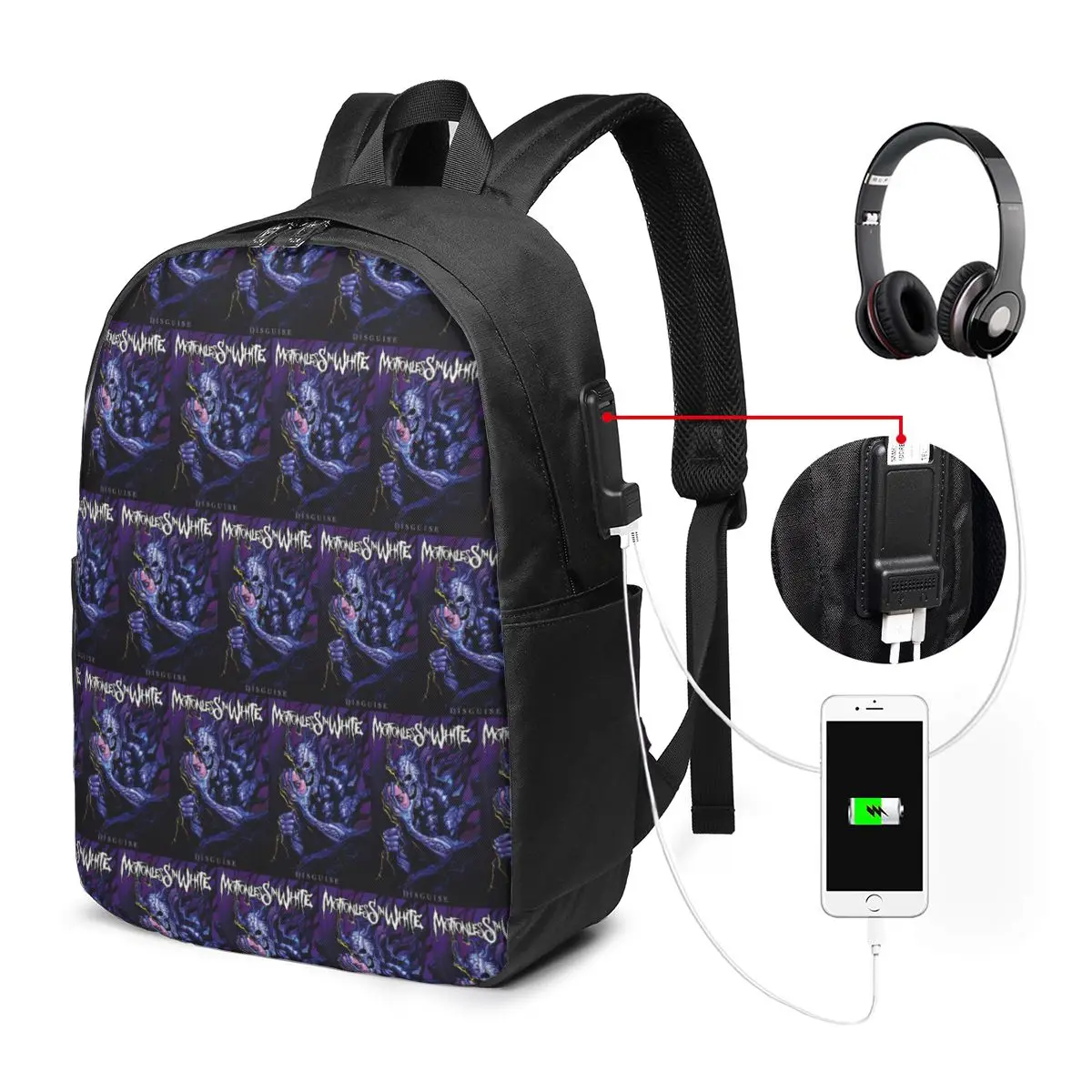 Motionless In White Backpack Travel Notebook Bag Computer College Student School Bag Laptop Shoulder Bags for Men Women view 2