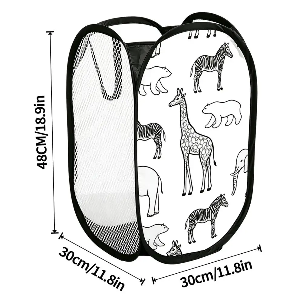 Laundry Hamper Cute Animal Giraffe Mesh Laundry Basket Collapsible Clothes Toy Storage Basket with Handles view 6