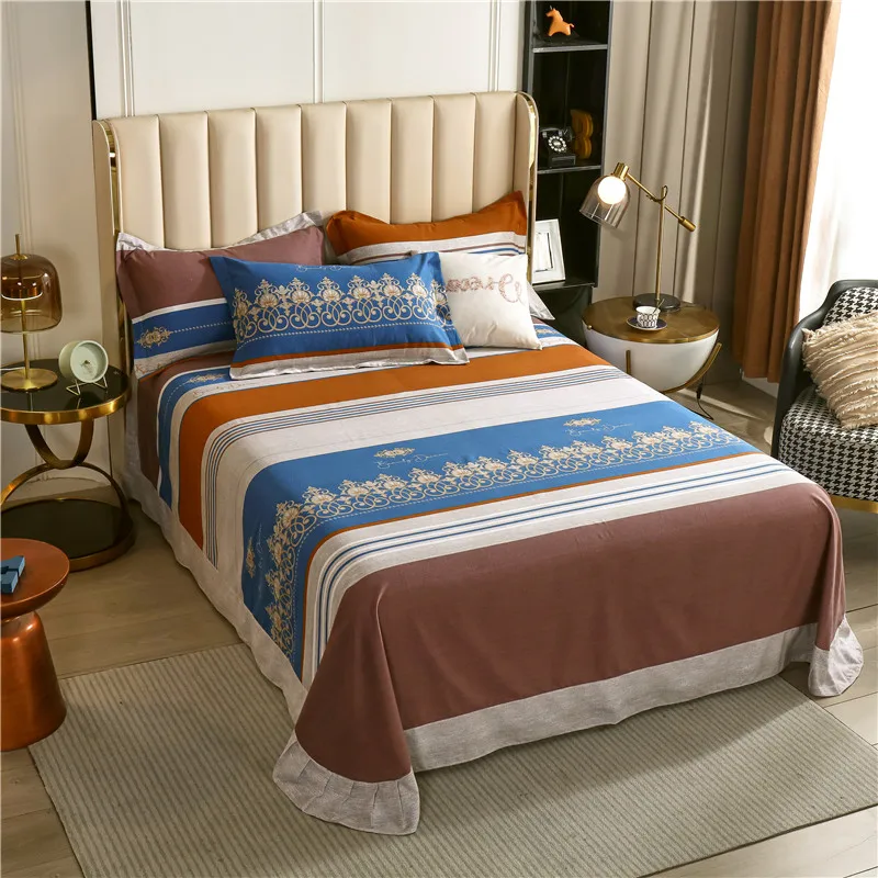 

3Pcs Striped Print Bed Sheet Set Luxury Nordic Style Bedspread Round Corner Bed Linen with Pillowcases 100% Cotton Bedding Set