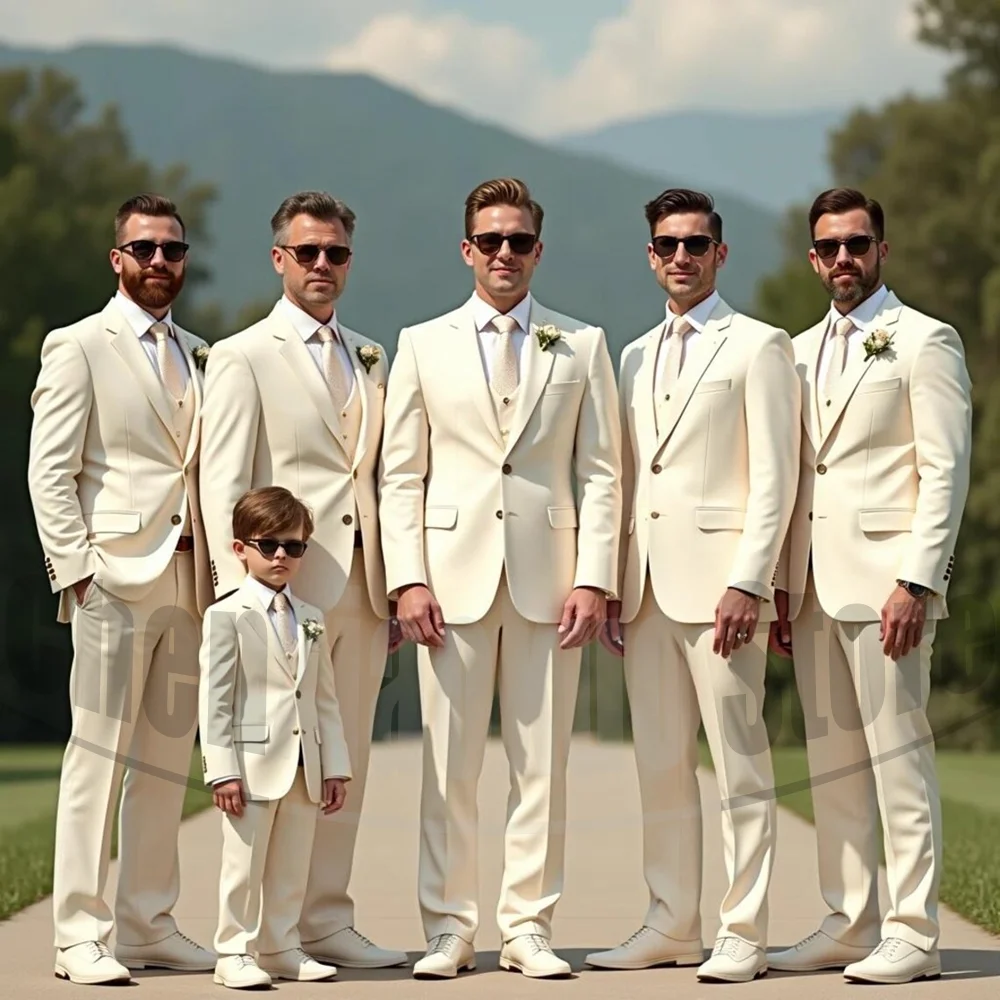 

Мужской костюм, модный однобортный костюм с лацканами и вырезом для жениха, шикарные смокинги из трех предметов для свадебной вечеринки и выпускного вечера (пиджак + жилет + брюки)