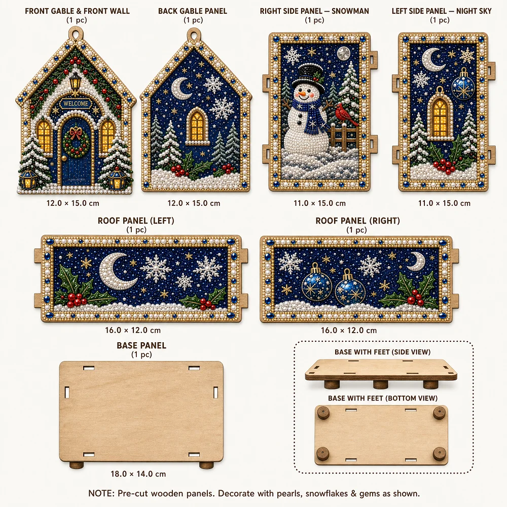 DIY Pearl Art Christmas House Diamond Painting Kit Gingerbread House Shape Xmas Hanging Ornament Set for Home Holiday Decor Gift