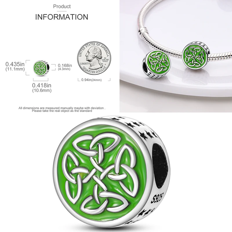 925 Sterling Silber keltische Knoten-Charm-Perlen, Dreifaltigkeits-Mond-Herz-Schmetterling-Anhänger für DIY-Armbänder, Halsketten, Geschenk für Frauen – Detail 5