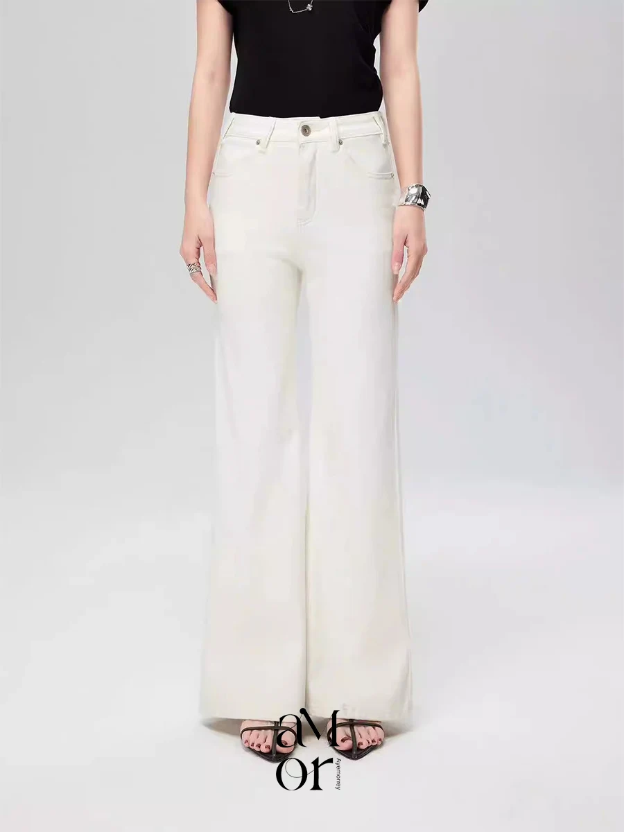 

Ультракомфортные женские джинсы Ayemorrey из шелковистого денима с высокой талией на молнии, весна-лето, прямой крой, эластичные, из смесового хлопка