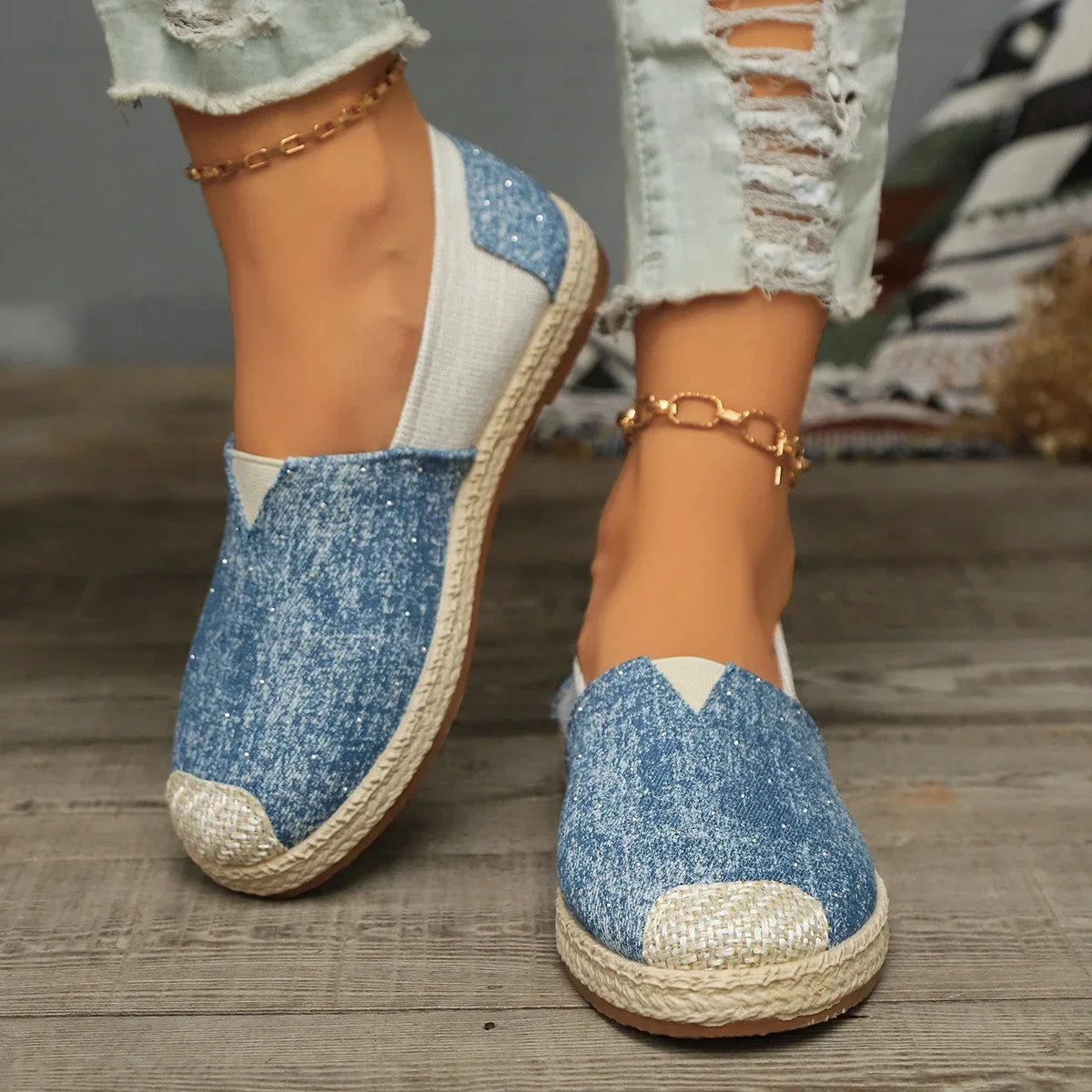 2024 New Summer Autumn Women Canvas Shoes Breathable Casual Shoes Slip-On Hemp Shoes Graffiti Espadrilles Women Footwear Flats