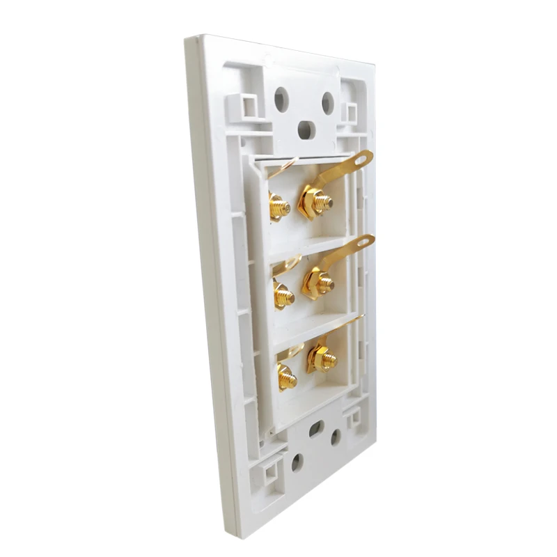 6 Ports Audio Speaker Faceplate Panel US Wall Face Plate Hifi Sound System Connector Socket Banana Plug Cover In White