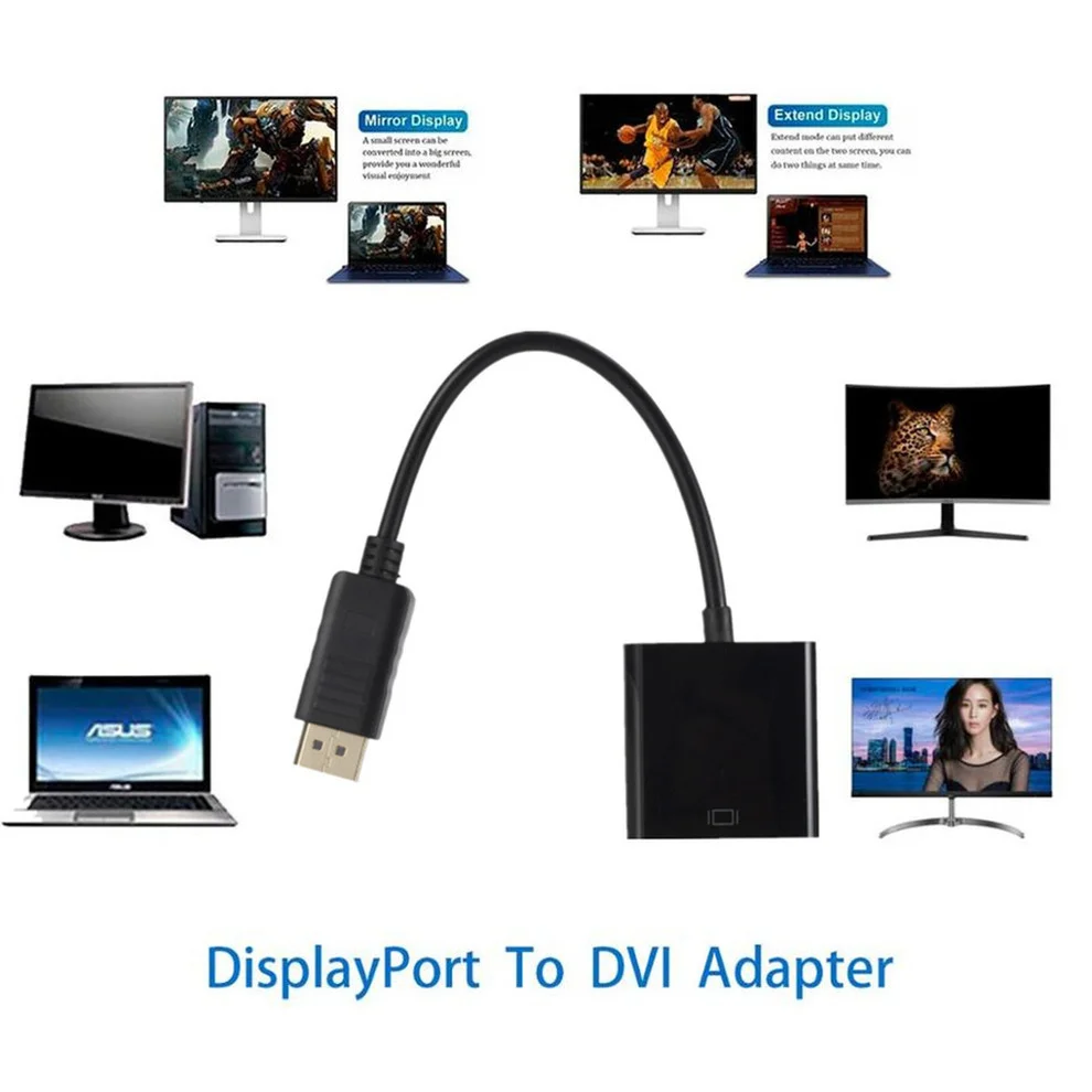 LccKaa DisplayPort To DVI  Adapter Converter Cable 1080P DP Male To DVI Female Adapter Cable For Monitor Projector Laptop HDTV