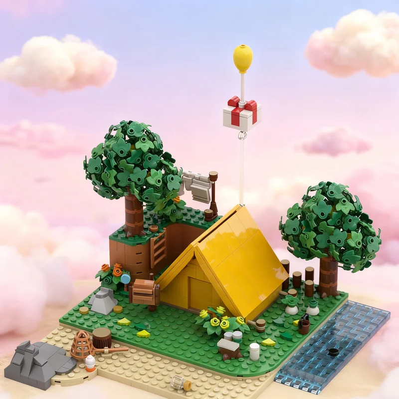 

Набор строительных блоков MOC «Палатка жителя деревни» (909 деталей) по мотивам Animal Crossing: креативная идея для самостоятельной сборки, архитектурная модель, рождественский подарок, игрушка
